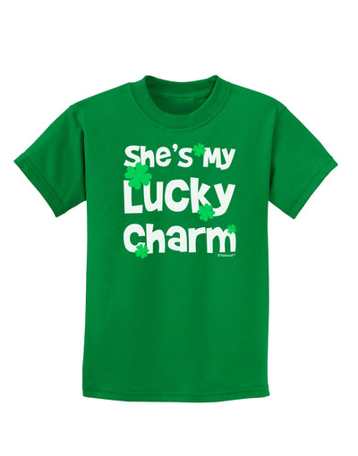 She's My Lucky Charm - Matching Couples Design Childrens Dark T-Shirt by TooLoud-Childrens T-Shirt-TooLoud-Kelly-Green-X-Small-Davson Sales