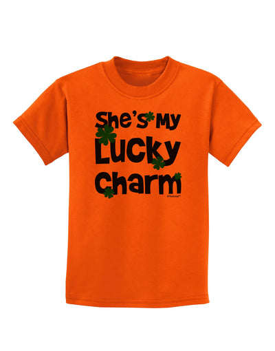 She's My Lucky Charm - Matching Couples Design Childrens T-Shirt by TooLoud-Childrens T-Shirt-TooLoud-Orange-X-Small-Davson Sales