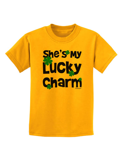 She's My Lucky Charm - Matching Couples Design Childrens T-Shirt by TooLoud-Childrens T-Shirt-TooLoud-Gold-X-Small-Davson Sales