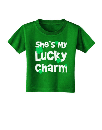 She's My Lucky Charm - Matching Couples Design Toddler T-Shirt Dark by TooLoud-Toddler T-Shirt-TooLoud-Clover-Green-2T-Davson Sales