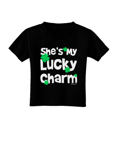 She's My Lucky Charm - Matching Couples Design Toddler T-Shirt Dark by TooLoud-Toddler T-Shirt-TooLoud-Black-2T-Davson Sales