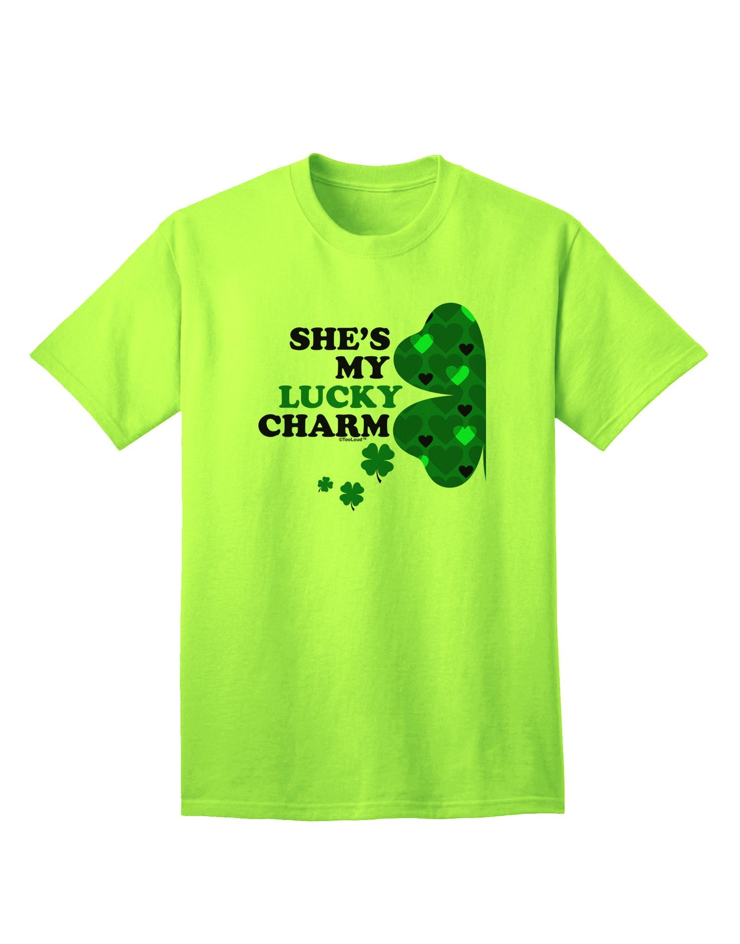 She's My Lucky Charm - Premium Left Adult T-Shirt for the Modern Gentleman-Mens T-shirts-TooLoud-Neon-Green-Small-Davson Sales