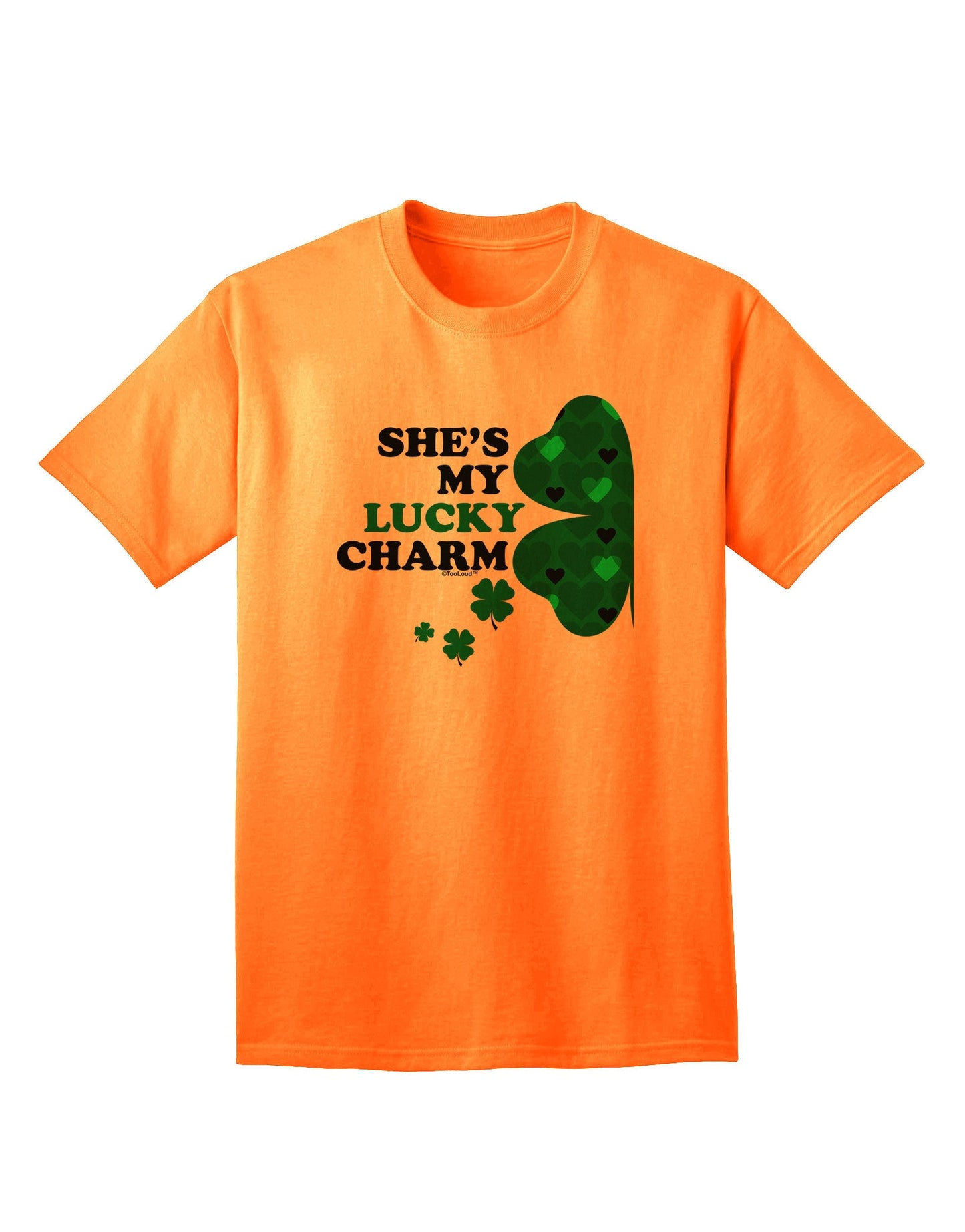She's My Lucky Charm - Premium Left Adult T-Shirt for the Modern Gentleman-Mens T-shirts-TooLoud-Neon-Orange-Small-Davson Sales