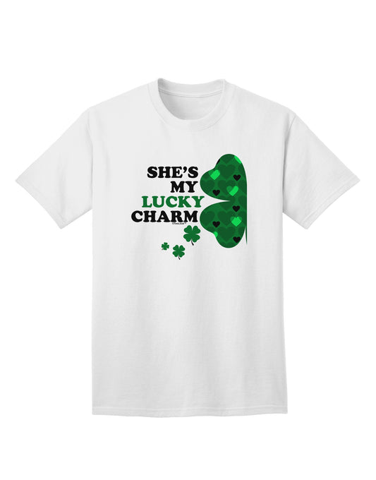 She's My Lucky Charm - Premium Left Adult T-Shirt for the Modern Gentleman-Mens T-shirts-TooLoud-White-Small-Davson Sales