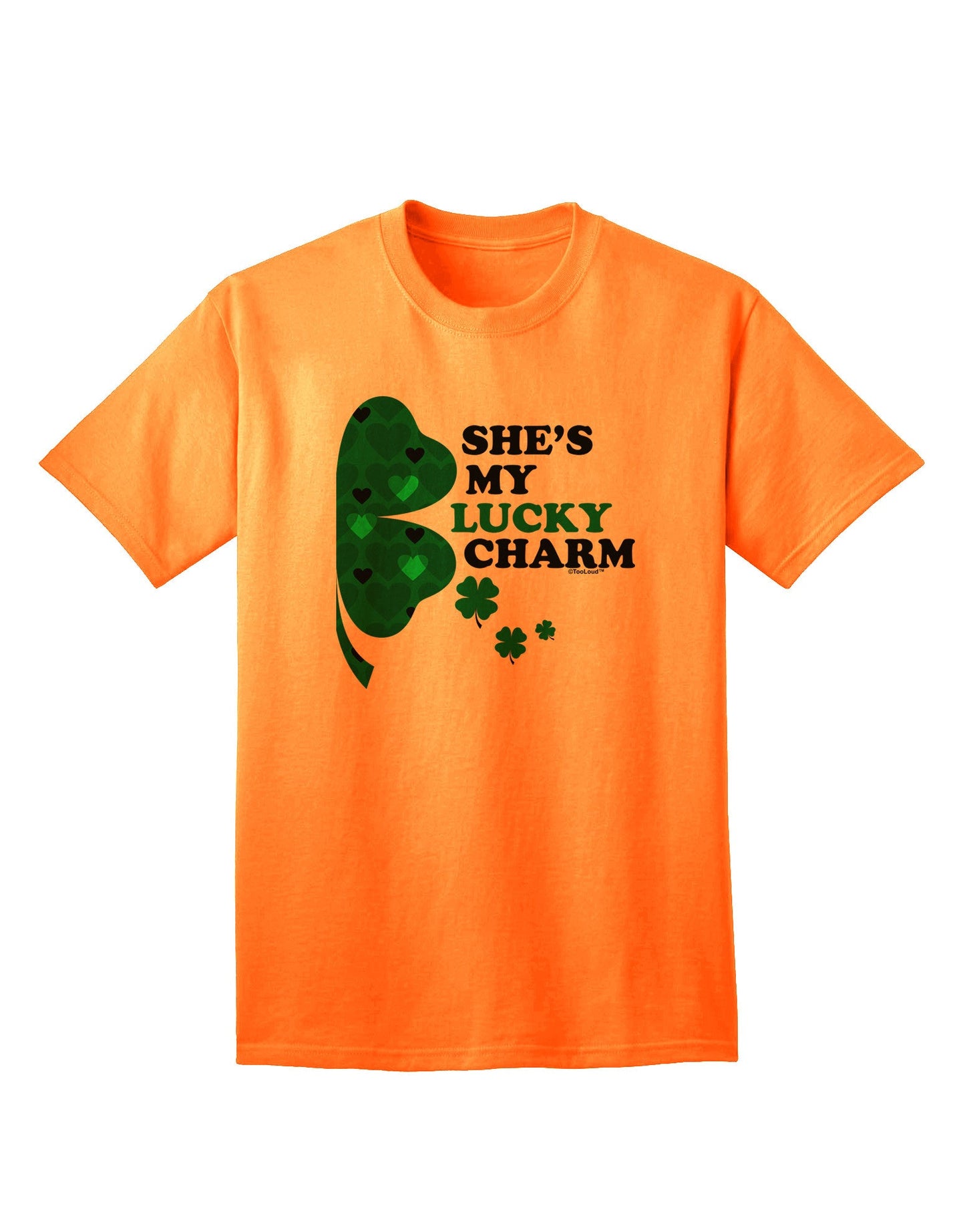 She's My Lucky Charm - Premium Right Adult T-Shirt for the Modern Gentleman-Mens T-shirts-TooLoud-Neon-Orange-Small-Davson Sales