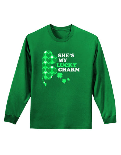 She's My Lucky Charm - Right Adult Long Sleeve Dark T-Shirt-TooLoud-Kelly-Green-Small-Davson Sales