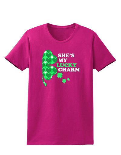 She's My Lucky Charm - Right Womens Dark T-Shirt-TooLoud-Hot-Pink-Small-Davson Sales