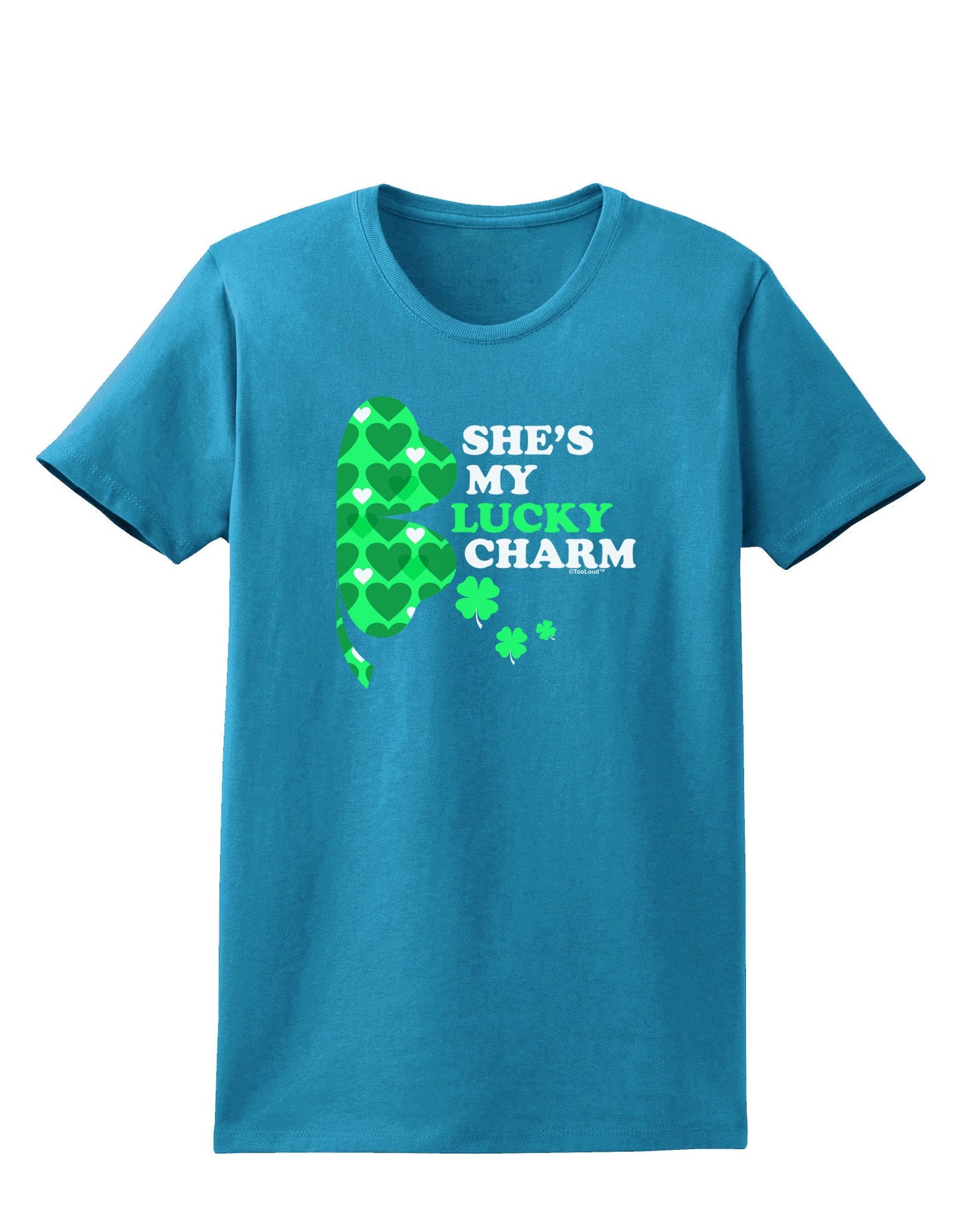 She's My Lucky Charm - Right Womens Dark T-Shirt-TooLoud-Turquoise-X-Small-Davson Sales