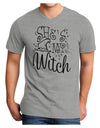 She's My Witch Adult V-Neck T-shirt-Mens T-Shirt-TooLoud-HeatherGray-Small-Davson Sales