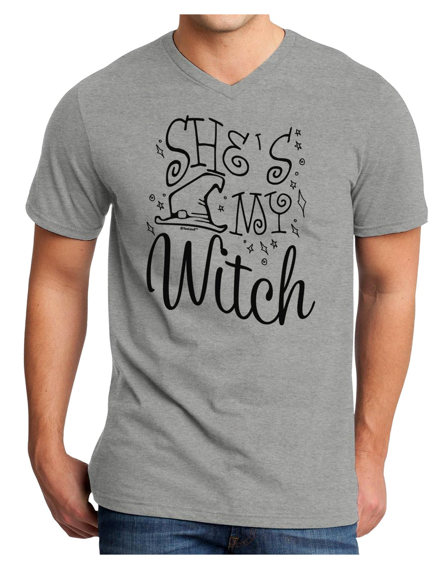 She's My Witch Adult V-Neck T-shirt-Mens T-Shirt-TooLoud-White-Small-Davson Sales