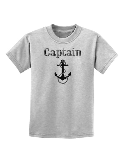 Ship Captain Nautical Anchor Boating Childrens T-Shirt-Childrens T-Shirt-TooLoud-AshGray-X-Small-Davson Sales