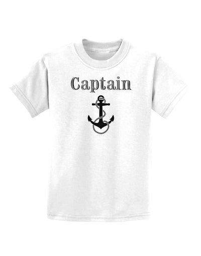 Ship Captain Nautical Anchor Boating Childrens T-Shirt-Childrens T-Shirt-TooLoud-White-X-Small-Davson Sales