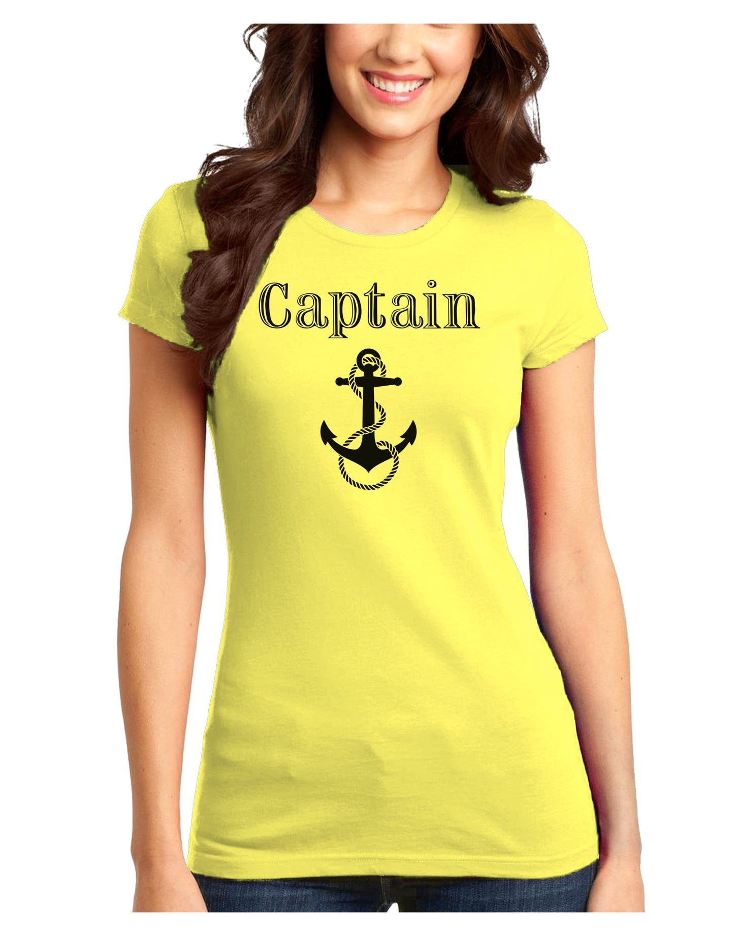 Ship Captain Nautical Anchor Boating Juniors T-Shirt-Womens Juniors T-Shirt-TooLoud-Yellow-Juniors Fitted XS-Davson Sales