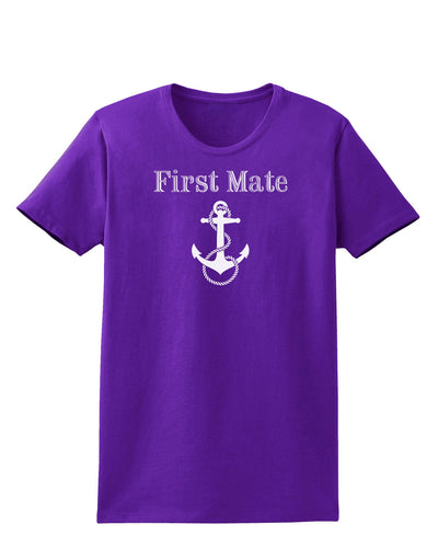 Ship First Mate Nautical Anchor Boating Womens Dark T-Shirt-TooLoud-Purple-X-Small-Davson Sales