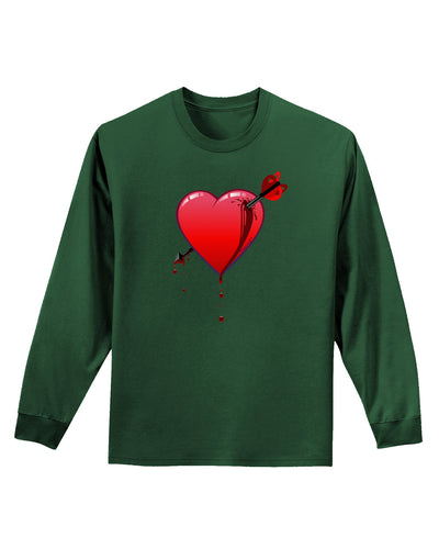 Shot Through the Heart Bleeding Adult Long Sleeve Dark T-Shirt-TooLoud-Dark-Green-Small-Davson Sales