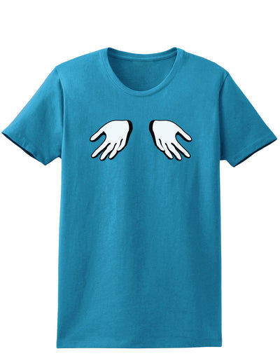 Shrugging Hands Womens Dark T-Shirt-TooLoud-Turquoise-X-Small-Davson Sales