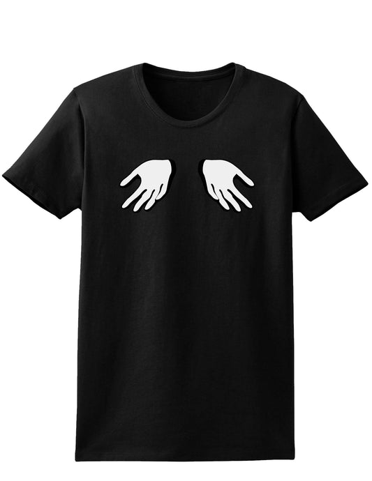 Shrugging Hands Womens Dark T-Shirt-TooLoud-Black-X-Small-Davson Sales