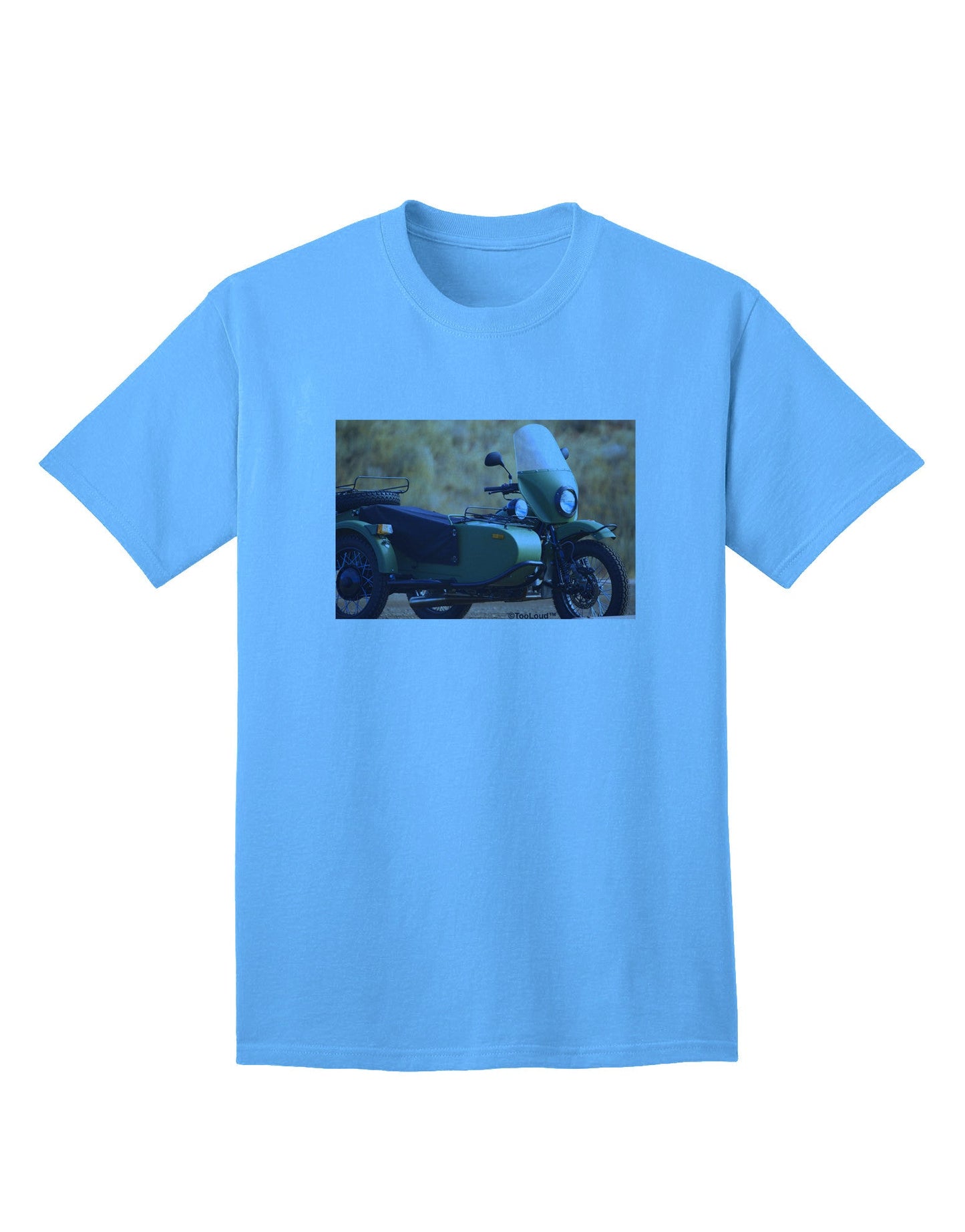Sidecar Motorcycle Photo Adult T-Shirt: Premium Quality for Enthusiasts-Mens T-shirts-TooLoud-Aquatic-Blue-Small-Davson Sales