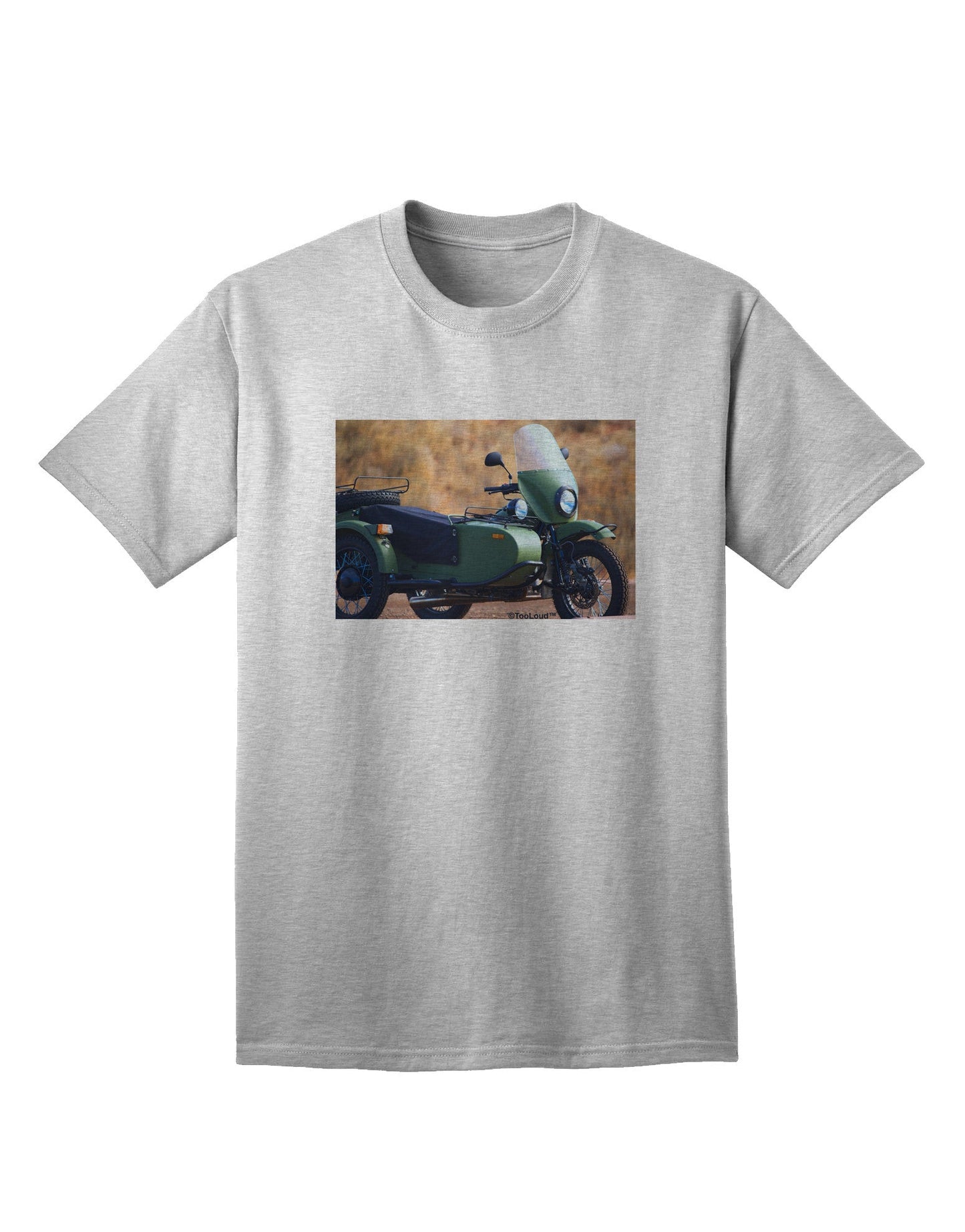 Sidecar Motorcycle Photo Adult T-Shirt: Premium Quality for Enthusiasts-Mens T-shirts-TooLoud-AshGray-Small-Davson Sales