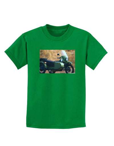 Sidecar Motorcycle Photo Childrens Dark T-Shirt-Childrens T-Shirt-TooLoud-Kelly-Green-X-Small-Davson Sales