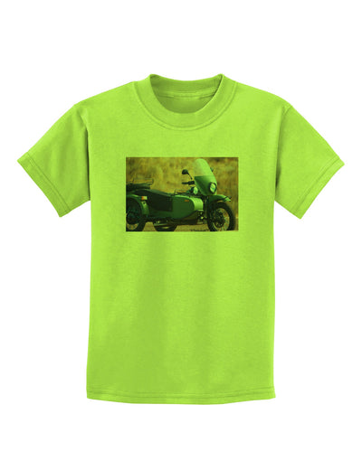 Sidecar Motorcycle Photo Childrens T-Shirt-Childrens T-Shirt-TooLoud-Lime-Green-X-Small-Davson Sales