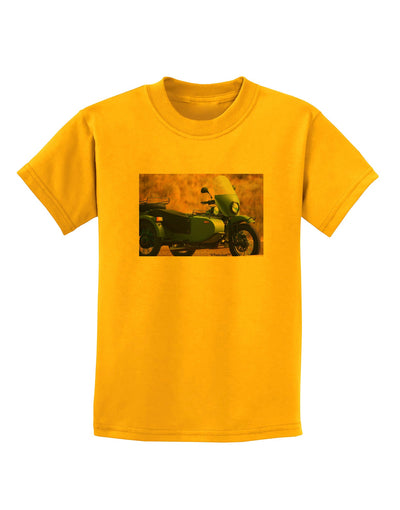 Sidecar Motorcycle Photo Childrens T-Shirt-Childrens T-Shirt-TooLoud-Gold-X-Small-Davson Sales