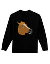 Silly Cartoon Horse Head Adult Long Sleeve Dark T-Shirt-TooLoud-Black-Small-Davson Sales