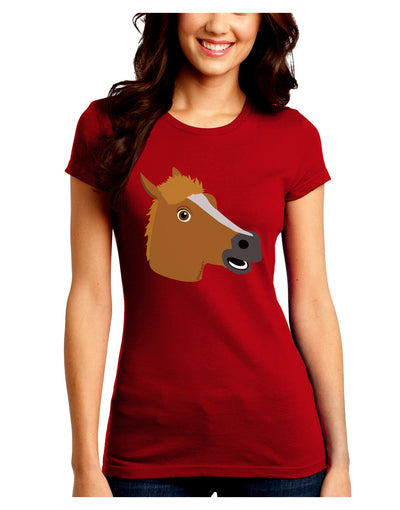 Silly Cartoon Horse Head Juniors Crew Dark T-Shirt-T-Shirts Juniors Tops-TooLoud-Red-Juniors Fitted Small-Davson Sales