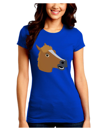 Silly Cartoon Horse Head Juniors Crew Dark T-Shirt-T-Shirts Juniors Tops-TooLoud-Royal-Blue-Juniors Fitted Small-Davson Sales