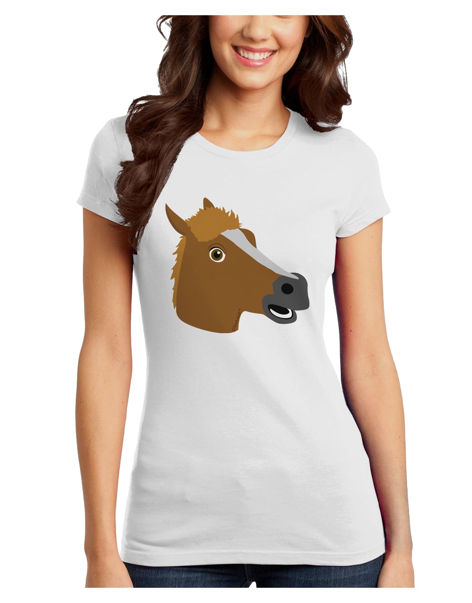 Silly Cartoon Horse Head Juniors T-Shirt-Womens Juniors T-Shirt-TooLoud-White-Juniors Fitted X-Small-Davson Sales