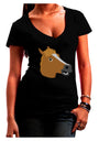 Silly Cartoon Horse Head Juniors V-Neck Dark T-Shirt-Womens V-Neck T-Shirts-TooLoud-Black-Juniors Fitted Small-Davson Sales