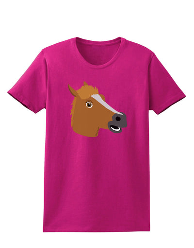 Silly Cartoon Horse Head Womens Dark T-Shirt-TooLoud-Hot-Pink-Small-Davson Sales