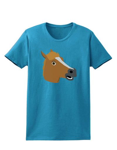 Silly Cartoon Horse Head Womens Dark T-Shirt-TooLoud-Turquoise-X-Small-Davson Sales