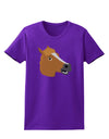 Silly Cartoon Horse Head Womens Dark T-Shirt-TooLoud-Purple-X-Small-Davson Sales