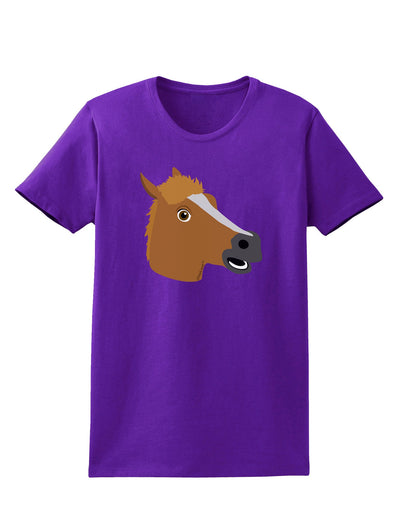 Silly Cartoon Horse Head Womens Dark T-Shirt-TooLoud-Purple-X-Small-Davson Sales