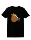 Silly Cartoon Horse Head Womens Dark T-Shirt-TooLoud-Black-X-Small-Davson Sales