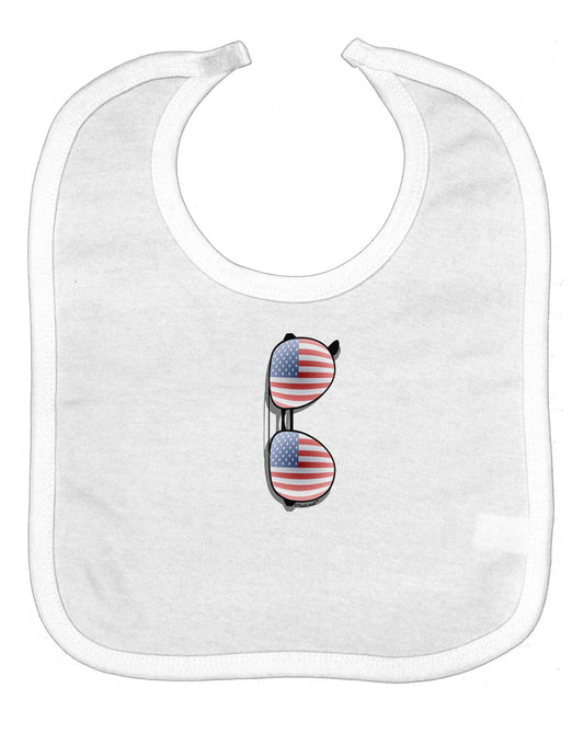 Silver American Flag Aviator Sunglasses Baby Bib