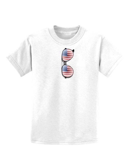Silver American Flag Aviator Sunglasses Childrens T-Shirt-Childrens T-Shirt-TooLoud-White-X-Small-Davson Sales