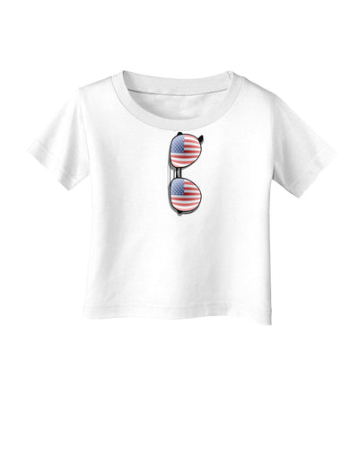 Silver American Flag Aviator Sunglasses Infant T-Shirt-Infant T-Shirt-TooLoud-White-06-Months-Davson Sales