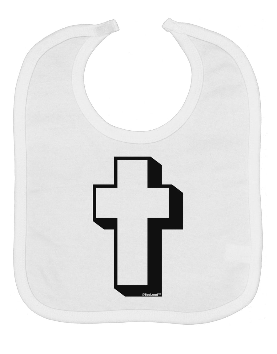 Simple Cross Design Black Baby Bib by TooLoud