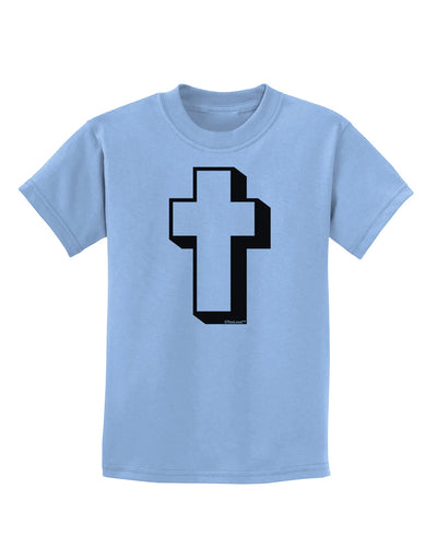 Simple Cross Design Black Childrens T-Shirt by TooLoud-Childrens T-Shirt-TooLoud-Light-Blue-X-Small-Davson Sales