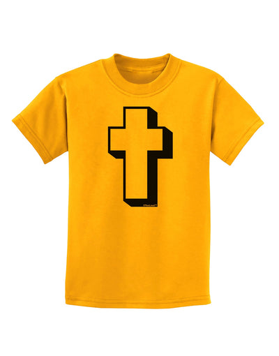 Simple Cross Design Black Childrens T-Shirt by TooLoud-Childrens T-Shirt-TooLoud-Gold-X-Small-Davson Sales