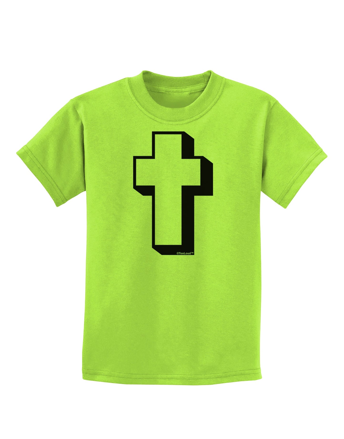 Simple Cross Design Black Childrens T-Shirt by TooLoud-Childrens T-Shirt-TooLoud-Lime-Green-X-Small-Davson Sales
