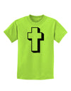 Simple Cross Design Black Childrens T-Shirt by TooLoud-Childrens T-Shirt-TooLoud-Lime-Green-X-Small-Davson Sales