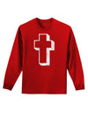 Simple Cross Design Black Distressed Adult Long Sleeve Dark T-Shirt by TooLoud-TooLoud-Red-Small-Davson Sales