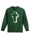 Simple Cross Design Black Distressed Adult Long Sleeve Dark T-Shirt by TooLoud-TooLoud-Dark-Green-Small-Davson Sales