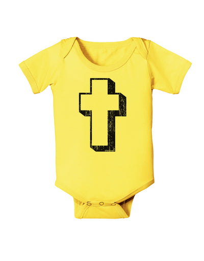 Simple Cross Design Black Distressed Baby Romper Bodysuit by TooLoud-Baby Romper-TooLoud-Yellow-06-Months-Davson Sales