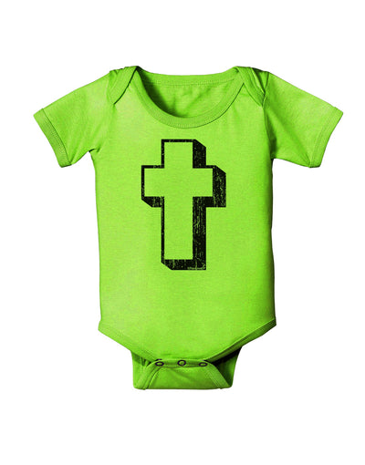 Simple Cross Design Black Distressed Baby Romper Bodysuit by TooLoud-Baby Romper-TooLoud-Lime-Green-06-Months-Davson Sales