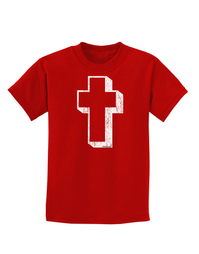 Simple Cross Design Black Distressed Childrens Dark T-Shirt by TooLoud-Childrens T-Shirt-TooLoud-Red-X-Small-Davson Sales