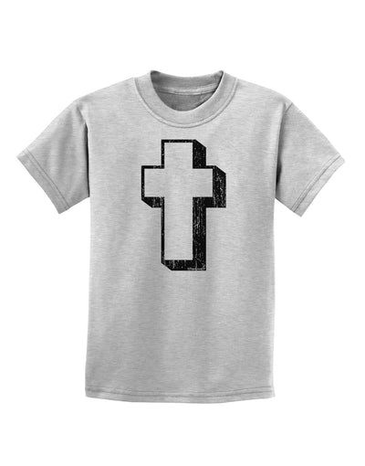 Simple Cross Design Black Distressed Childrens T-Shirt by TooLoud-Childrens T-Shirt-TooLoud-AshGray-X-Small-Davson Sales